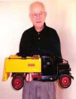 Original Buddy L Truck owner holding his childhood Buddy L Ice Truck 1920's Buddy L Trucks, Buddy L Museum buying vintage antique toys highest prices paid